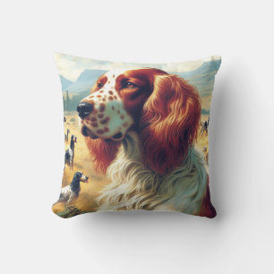 Vintage English Setter Oil Painting Cushion