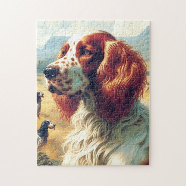 Vintage English Setter Oil Painting Jigsaw Puzzle (Vertical)