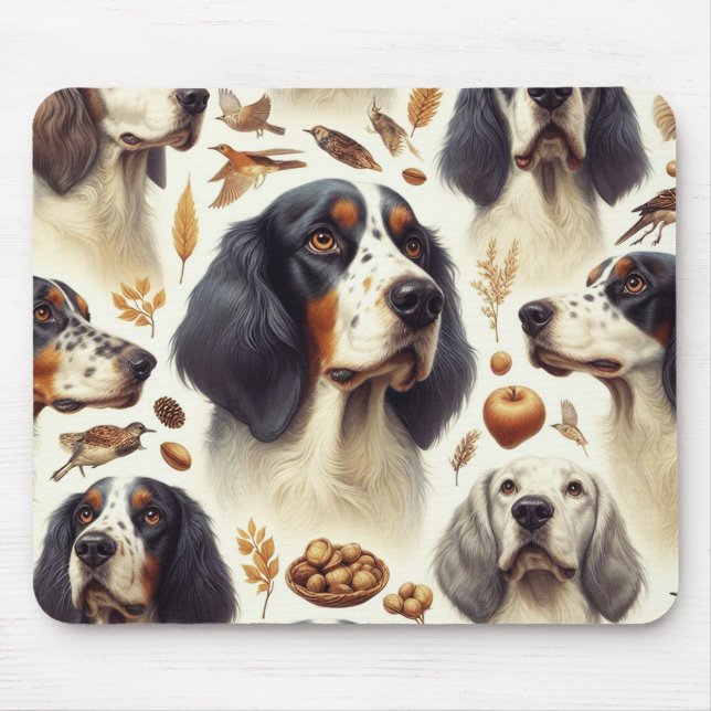 Vintage English Setter Seamless Mouse Pad (Front)