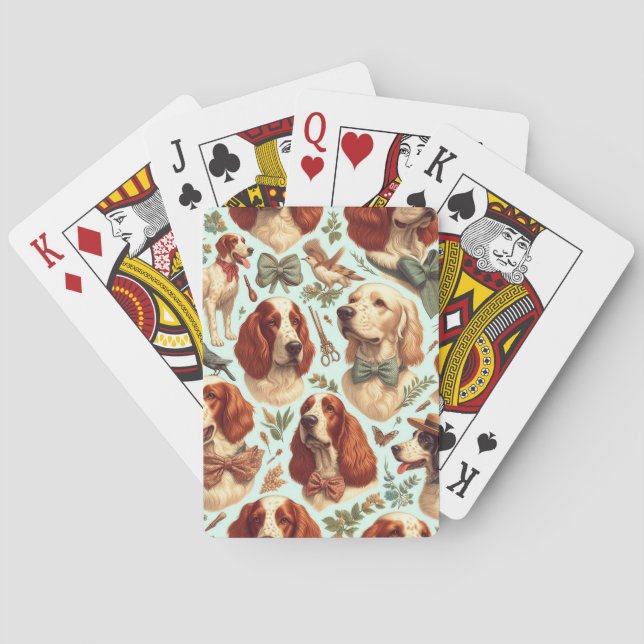 Vintage English Setter  Seamless Playing Cards (Back)