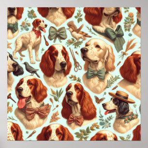 Vintage English Setter Seamless Poster