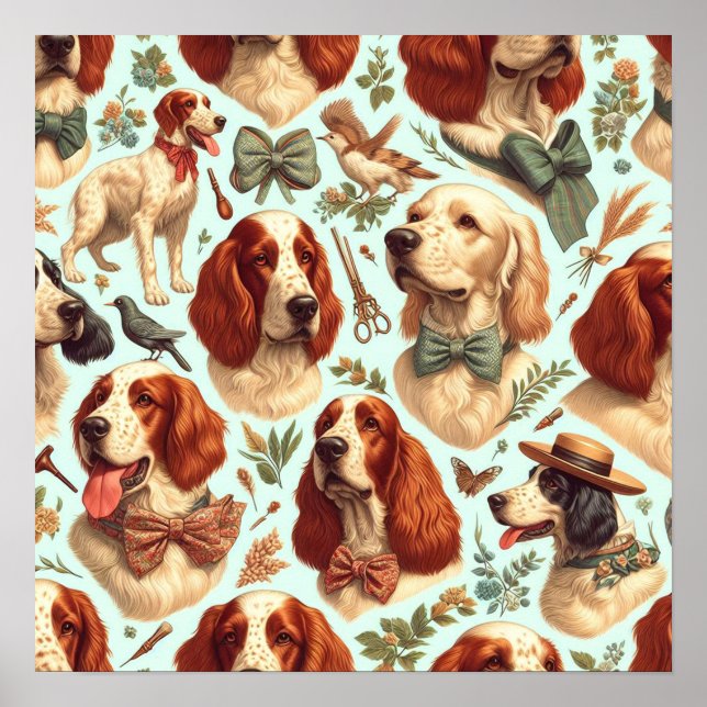 Vintage English Setter  Seamless Poster (Front)