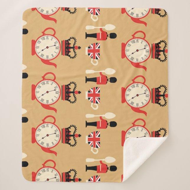 Vintage English tea: seamless pattern. Sherpa Blanket (Front)