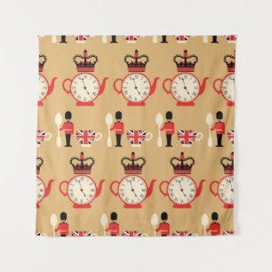 Vintage English tea: seamless pattern. Tapestry