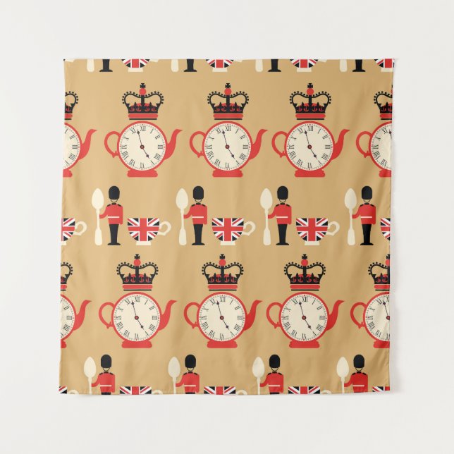 Vintage English tea: seamless pattern. Tapestry (Front)
