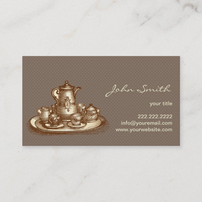 Vintage English Tea Set Antiques Calling Card (Front)