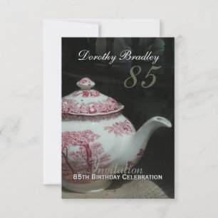 Vintage English Teapot 85th Birthday Invitation