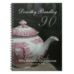 Vintage English Teapot 90th Birthday Guest Book