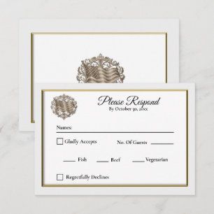Vintage Engraved American Flag RSVP Card