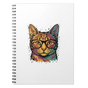 Vintage Engraved Cat With Glasses Vector Design_1 Notebook