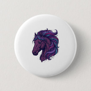 Vintage Engraved Colourful Horse Head Art Shirt_1 6 Cm Round Badge