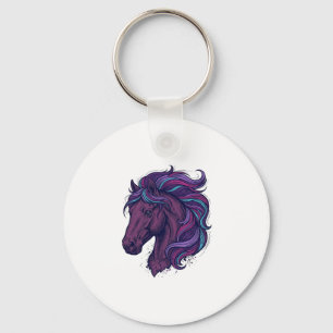 Vintage Engraved Colourful Horse Head Art Shirt_1 Key Ring