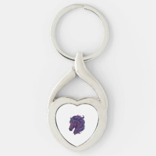 Vintage Engraved Colourful Horse Head Art Shirt_1 Key Ring