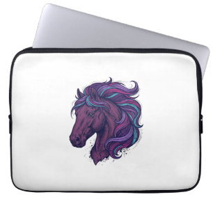 Vintage Engraved Colourful Horse Head Art Shirt_1 Laptop Sleeve