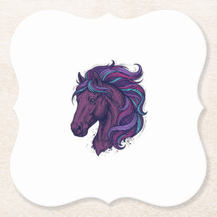 Vintage Engraved Colourful Horse Head Art Shirt_1 Paper Coaster
