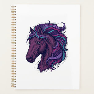 Vintage Engraved Colourful Horse Head Art Shirt_1 Planner