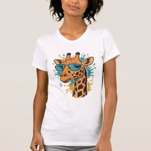 Vintage Engraved Cool Giraffe Sunglasses Shirt Des
