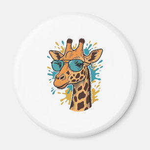 Vintage Engraved Cool Giraffe Sunglasses Shirt Des Magnet
