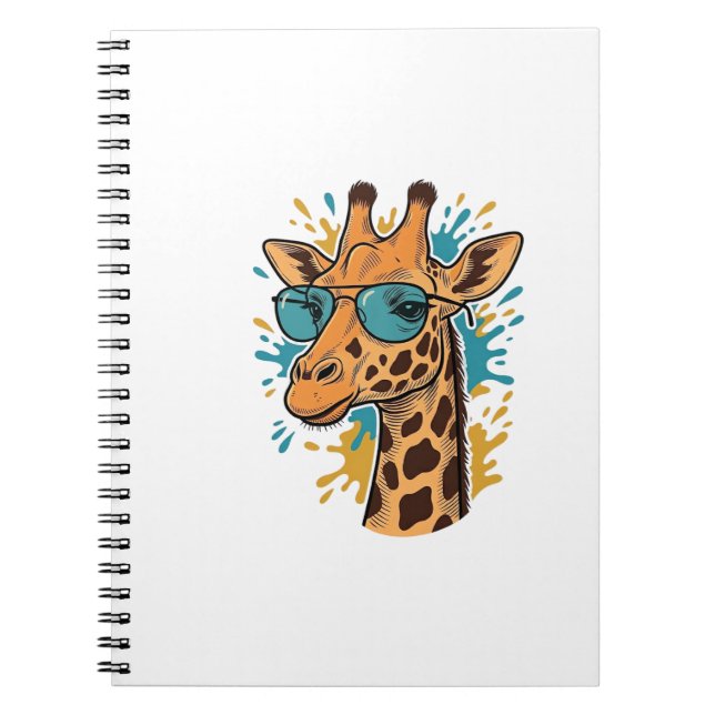 Vintage Engraved Cool Giraffe Sunglasses Shirt Des Notebook (Front)