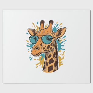 Vintage Engraved Cool Giraffe Sunglasses Shirt Des Wrapping Paper