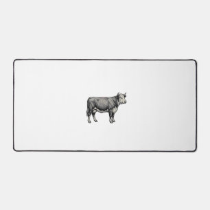 Vintage Engraved Cow Patriotic Flag Vector Design_ Desk Mat