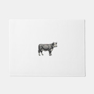 Vintage Engraved Cow Patriotic Flag Vector Design_ Doormat