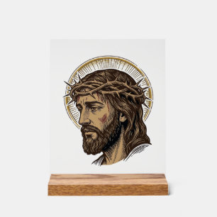 Vintage Engraved Crown of Thorns Portrait Shirt_1 Acrylic Sign