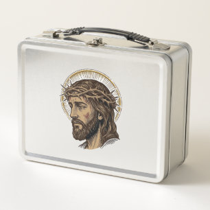 Vintage Engraved Crown of Thorns Portrait Shirt_1 Metal Lunch Box