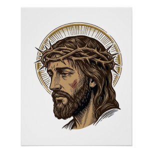 Vintage Engraved Crown of Thorns Portrait Shirt_1 Poster