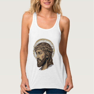 Vintage Engraved Crown of Thorns Portrait Shirt_1 Singlet