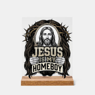 Vintage Engraved Crowned Holy Face Vector Design_1 Acrylic Sign