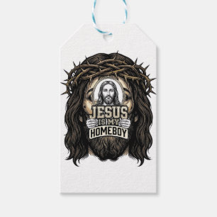 Vintage Engraved Crowned Holy Face Vector Design_1 Gift Tags