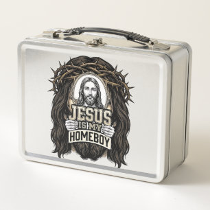 Vintage Engraved Crowned Holy Face Vector Design_1 Metal Lunch Box