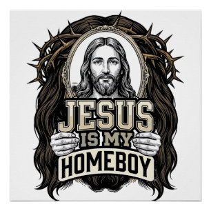 Vintage Engraved Crowned Holy Face Vector Design_1 Poster