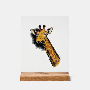 Vintage Engraved Cute Giraffe Shirt Design_1 Acrylic Sign