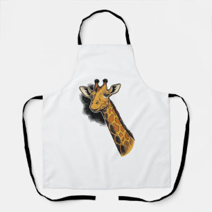 Vintage Engraved Cute Giraffe Shirt Design_1 Apron