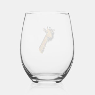 Vintage Engraved Cute Giraffe Shirt Design_1 Stemless Wine Glass