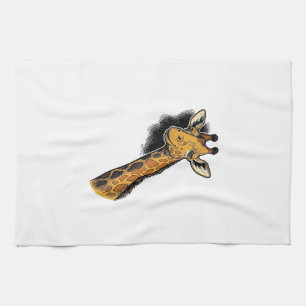 Vintage Engraved Cute Giraffe Shirt Design_1 Tea Towel