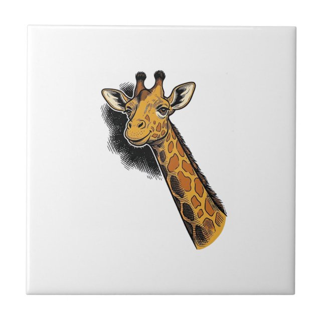 Vintage Engraved Cute Giraffe Shirt Design_1 Tile (Front)