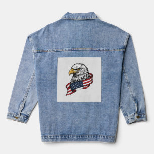 Vintage Engraved Eagle Patriotic Shirt Design_1 Denim Jacket
