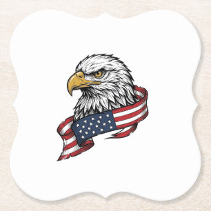 Vintage Engraved Eagle Patriotic Shirt Design_1 Paper Coaster