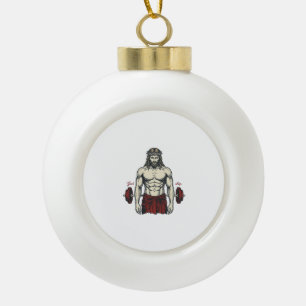 Vintage Engraved Faith Strength Graphic Design_1 Ceramic Ball Christmas Ornament