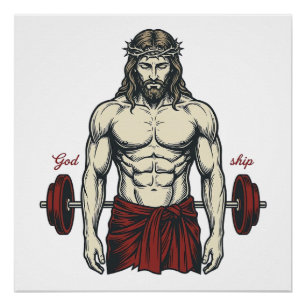 Vintage Engraved Faith Strength Graphic Design_1 Poster