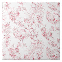Vintage Engraved French Floral Fantasy Toile-Pink 
