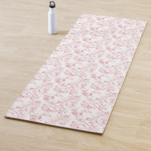 Vintage Engraved French Floral Fantasy Toile-Pink Yoga Mat