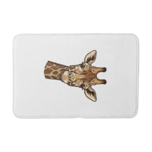 Vintage Engraved Giraffe Head Vector Design_1 Bath Mat