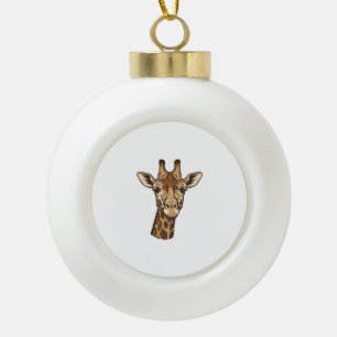 Vintage Engraved Giraffe Head Vector Design_1 Ceramic Ball Christmas Ornament