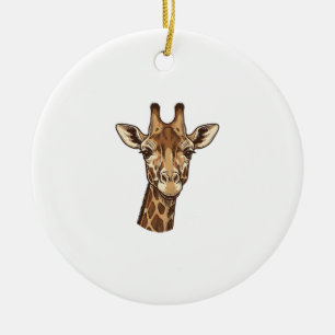 Vintage Engraved Giraffe Head Vector Design_1 Ceramic Tree Decoration