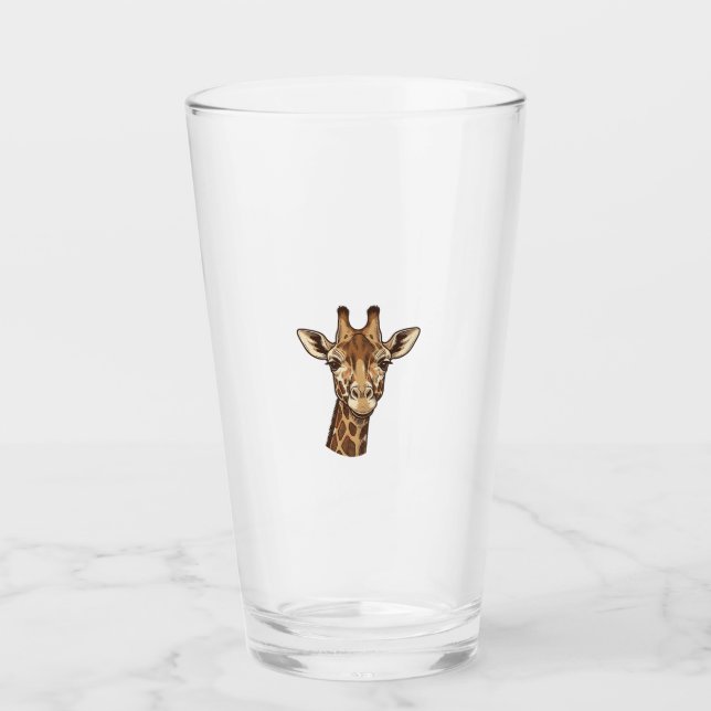 Vintage Engraved Giraffe Head Vector Design_1 Glass (Front)