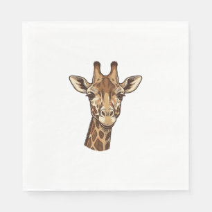 Vintage Engraved Giraffe Head Vector Design_1 Napkin